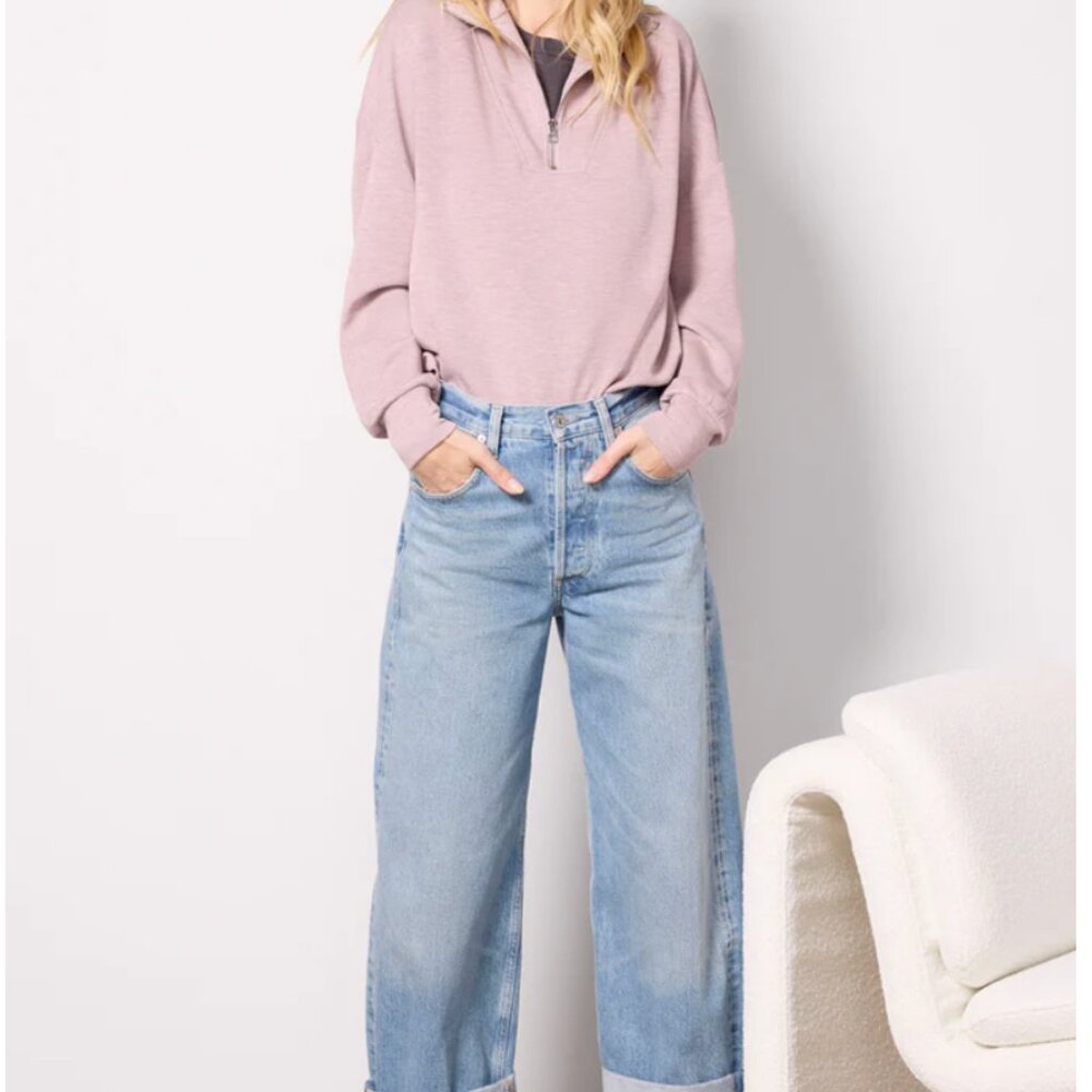 Varley Hawley Half Zip Sweater XS - in Mauvemarl